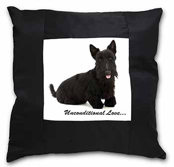 Scottish Terrier Dog-With Love Black Satin Feel Scatter Cushion