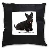 Scottish Terrier Dog-With Love Black Satin Feel Scatter Cushion