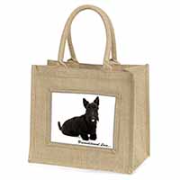 Scottish Terrier Dog-With Love Natural/Beige Jute Large Shopping Bag