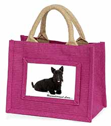 Scottish Terrier Dog-With Love Little Girls Small Pink Jute Shopping Bag