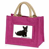 Scottish Terrier Dog-With Love Little Girls Small Pink Jute Shopping Bag