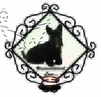 Scottish Terrier Dog-With Love Wrought Iron Wall Art Candle Holder