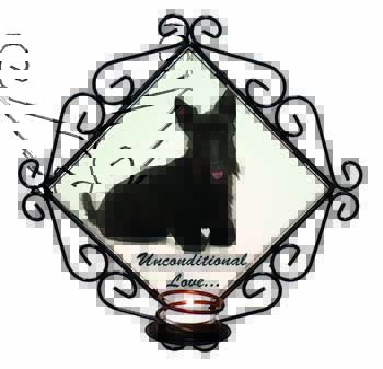 Scottish Terrier Dog-With Love Wrought Iron Wall Art Candle Holder