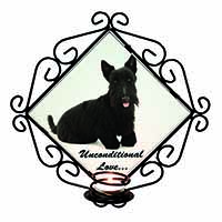 Scottish Terrier Dog-With Love Wrought Iron Wall Art Candle Holder