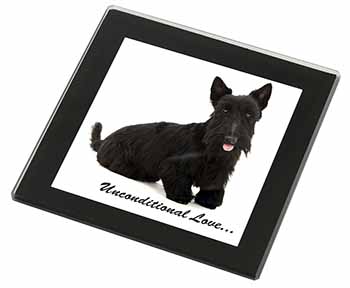 Scottish Terrier Dog-With Love Black Rim High Quality Glass Coaster