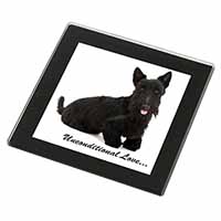 Scottish Terrier Dog-With Love Black Rim High Quality Glass Coaster