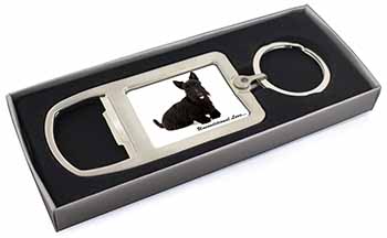 Scottish Terrier Dog-With Love Chrome Metal Bottle Opener Keyring in Box