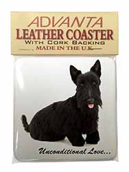 Scottish Terrier Dog-With Love Single Leather Photo Coaster