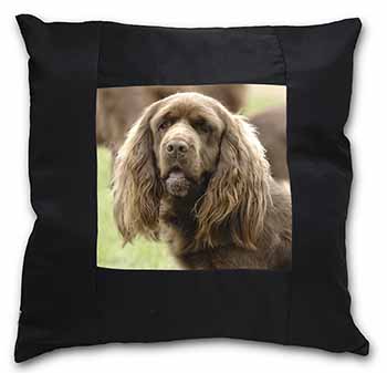 Sussex Spaniel Dog Black Satin Feel Scatter Cushion
