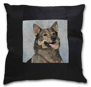 Sweedish Vallhund Dog Black Satin Feel Scatter Cushion