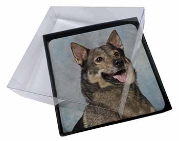 4x Sweedish Vallhund Dog Picture Table Coasters Set in Gift Box