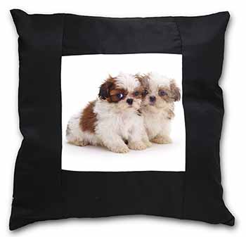 Shih-Tzu Dog Black Satin Feel Scatter Cushion