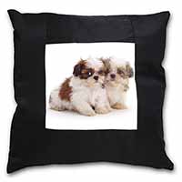 Shih-Tzu Dog Black Satin Feel Scatter Cushion