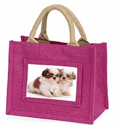 Shih-Tzu Dog Little Girls Small Pink Jute Shopping Bag