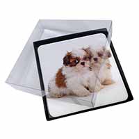 4x Shih-Tzu Dog Picture Table Coasters Set in Gift Box