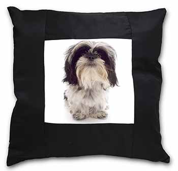 Shih-Tzu Dog Black Satin Feel Scatter Cushion