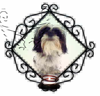 Shih-Tzu Dog Wrought Iron Wall Art Candle Holder