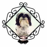 Shih-Tzu Dog Wrought Iron Wall Art Candle Holder