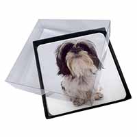 4x Shih-Tzu Dog Picture Table Coasters Set in Gift Box