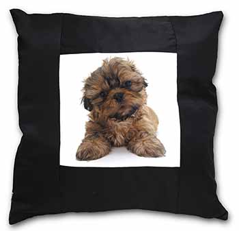 Shih-Tzu Dog Black Satin Feel Scatter Cushion