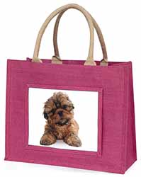 Shih-Tzu Dog Large Pink Jute Shopping Bag