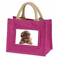 Shih-Tzu Dog Little Girls Small Pink Jute Shopping Bag