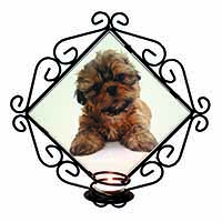 Shih-Tzu Dog Wrought Iron Wall Art Candle Holder