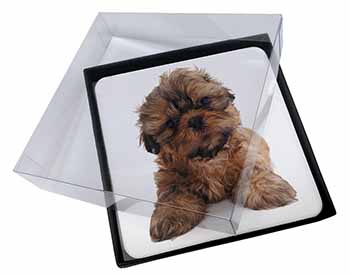 4x Shih-Tzu Dog Picture Table Coasters Set in Gift Box