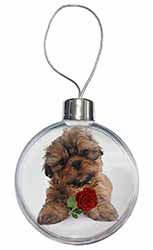 Shih Tzu Dog with Red Rose Christmas Bauble