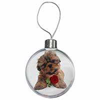 Shih Tzu Dog with Red Rose Christmas Bauble