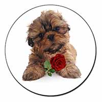 Shih Tzu Dog with Red Rose Fridge Magnet Printed Full Colour