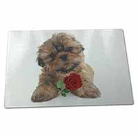 Large Glass Cutting Chopping Board Shih Tzu Dog with Red Rose