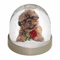 Shih Tzu Dog with Red Rose Snow Globe Photo Waterball