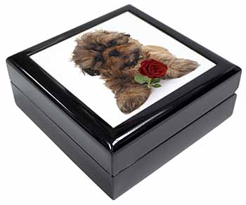 Shih Tzu Dog with Red Rose Keepsake/Jewellery Box