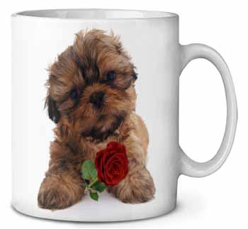 Shih Tzu Dog with Red Rose Ceramic Coffee Mug/Tea Cup