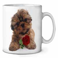 Shih Tzu Dog with Red Rose Ceramic 10oz Coffee Mug/Tea Cup