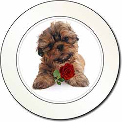 Shih Tzu Dog with Red Rose Car or Van Permit Holder/Tax Disc Holder