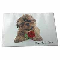 Large Glass Cutting Chopping Board Shih Tzu Dog with Rose 