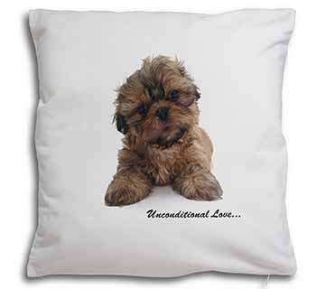 Shih-Tzu Dog-Love Soft White Velvet Feel Scatter Cushion