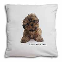 Shih-Tzu Dog-Love Soft White Velvet Feel Scatter Cushion