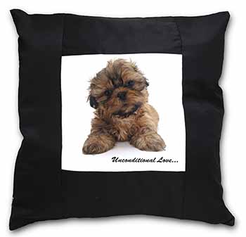 Shih-Tzu Dog-Love Black Satin Feel Scatter Cushion