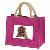 Shih-Tzu Dog-Love Little Girls Small Pink Jute Shopping Bag
