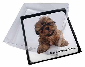 4x Shih-Tzu Dog-Love Picture Table Coasters Set in Gift Box