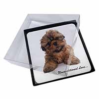 4x Shih-Tzu Dog-Love Picture Table Coasters Set in Gift Box