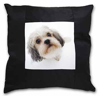Cute Shih-Tzu Dog Black Satin Feel Scatter Cushion