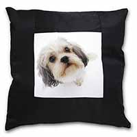 Cute Shih-Tzu Dog Black Satin Feel Scatter Cushion
