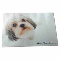 Large Glass Cutting Chopping Board Cute Shih-Tzu Dog 