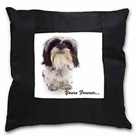 Shih Tzu Dog-Love Black Satin Feel Scatter Cushion