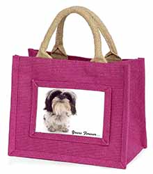 Shih Tzu Dog-Love Little Girls Small Pink Jute Shopping Bag