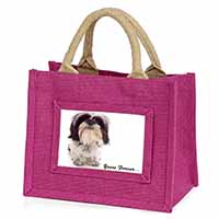 Shih Tzu Dog-Love Little Girls Small Pink Jute Shopping Bag